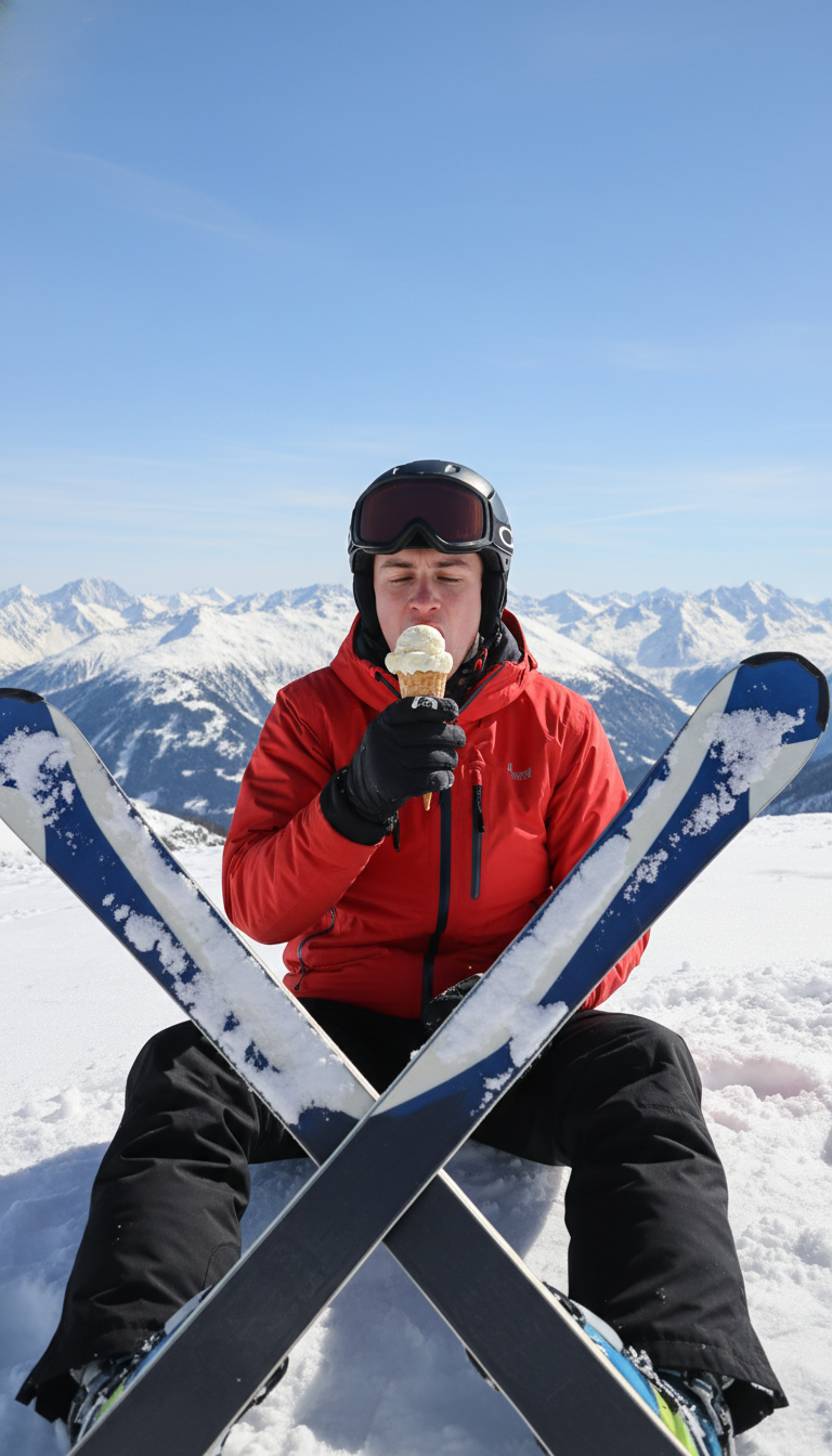 Skier enjoying a cone